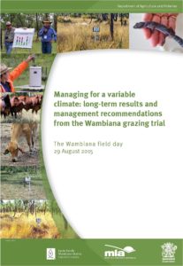 Cover page of the 'Managing for a variable climate: long-term results and management recommendations from the Wambiana grazing trial' booklet.