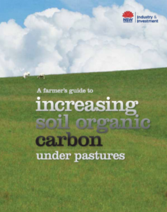 The cover page of the book 'A farmer's guide to increasing soil organic carbon under pastures'.
