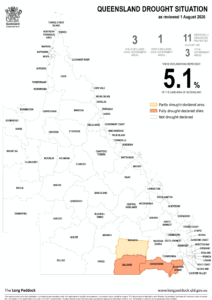 Map of queensland showing drought declared areas
