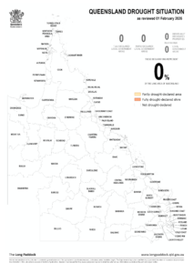 Map of Queensland showing drought declared shires