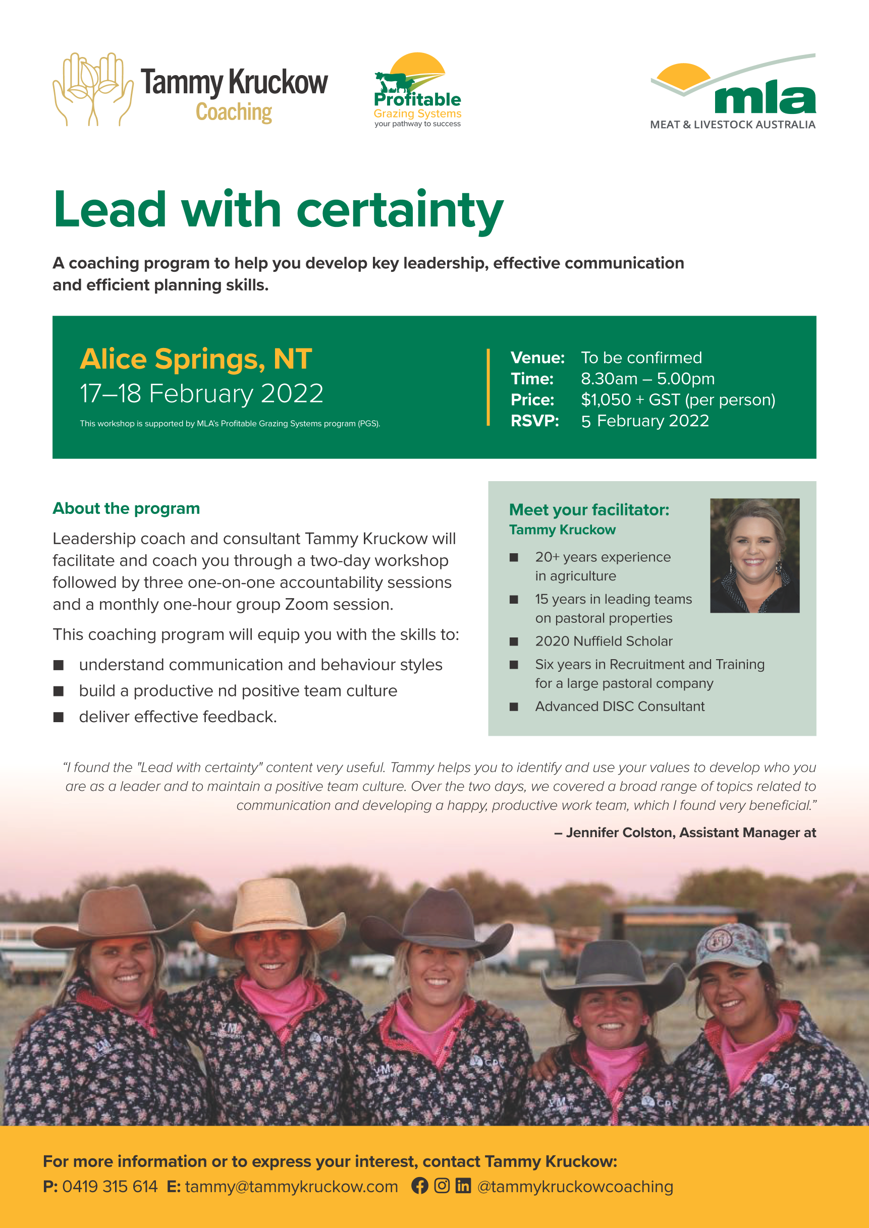 Lead with certainty Alice Springs