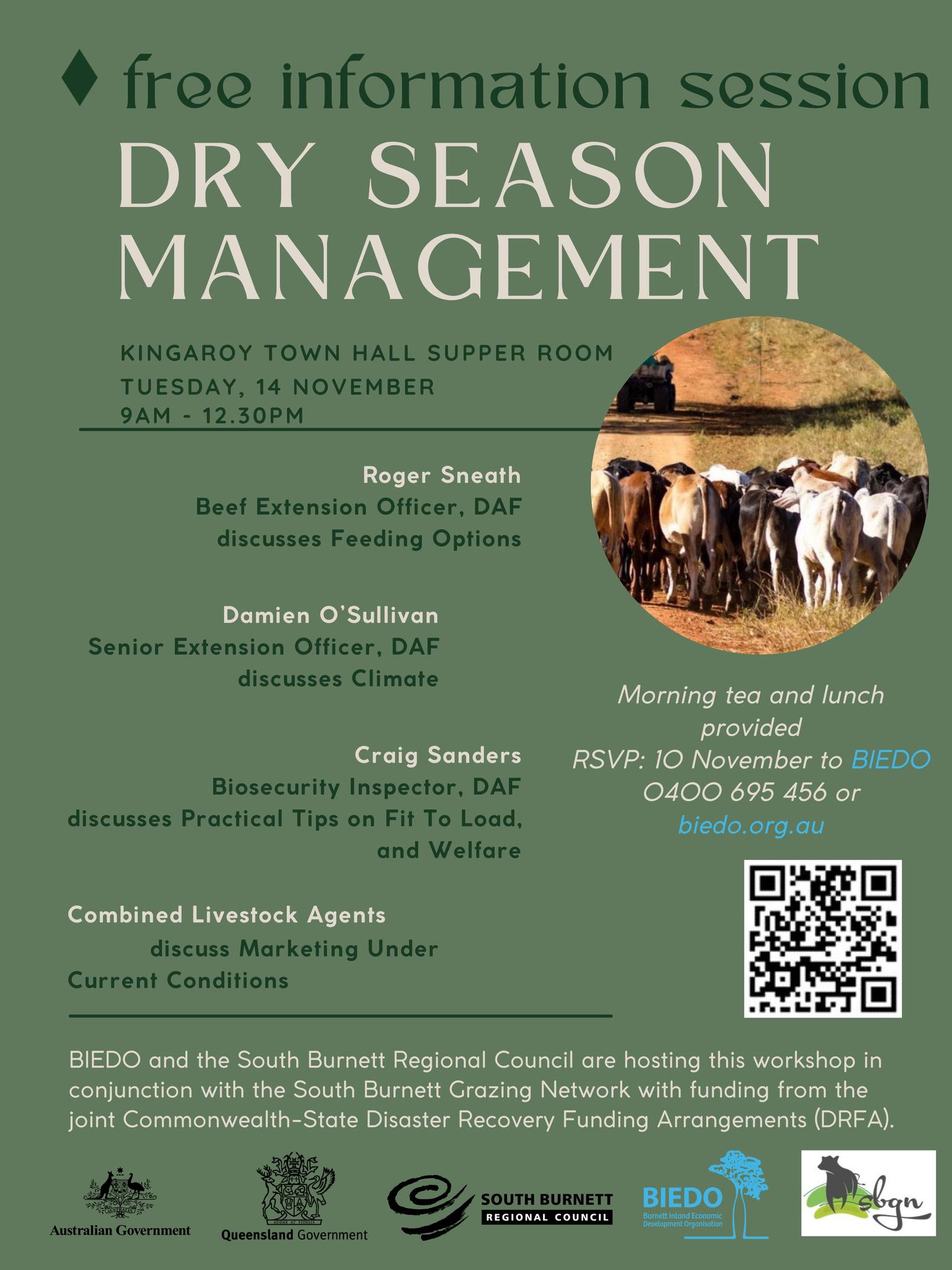 Dry season management information session, Kingaroy, 14 November