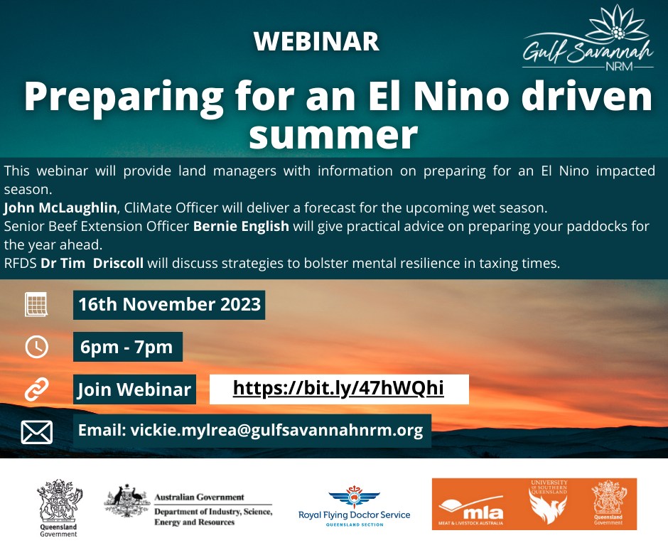 Preparing for an El Nino driven summer webinar, 16 November, 6pm