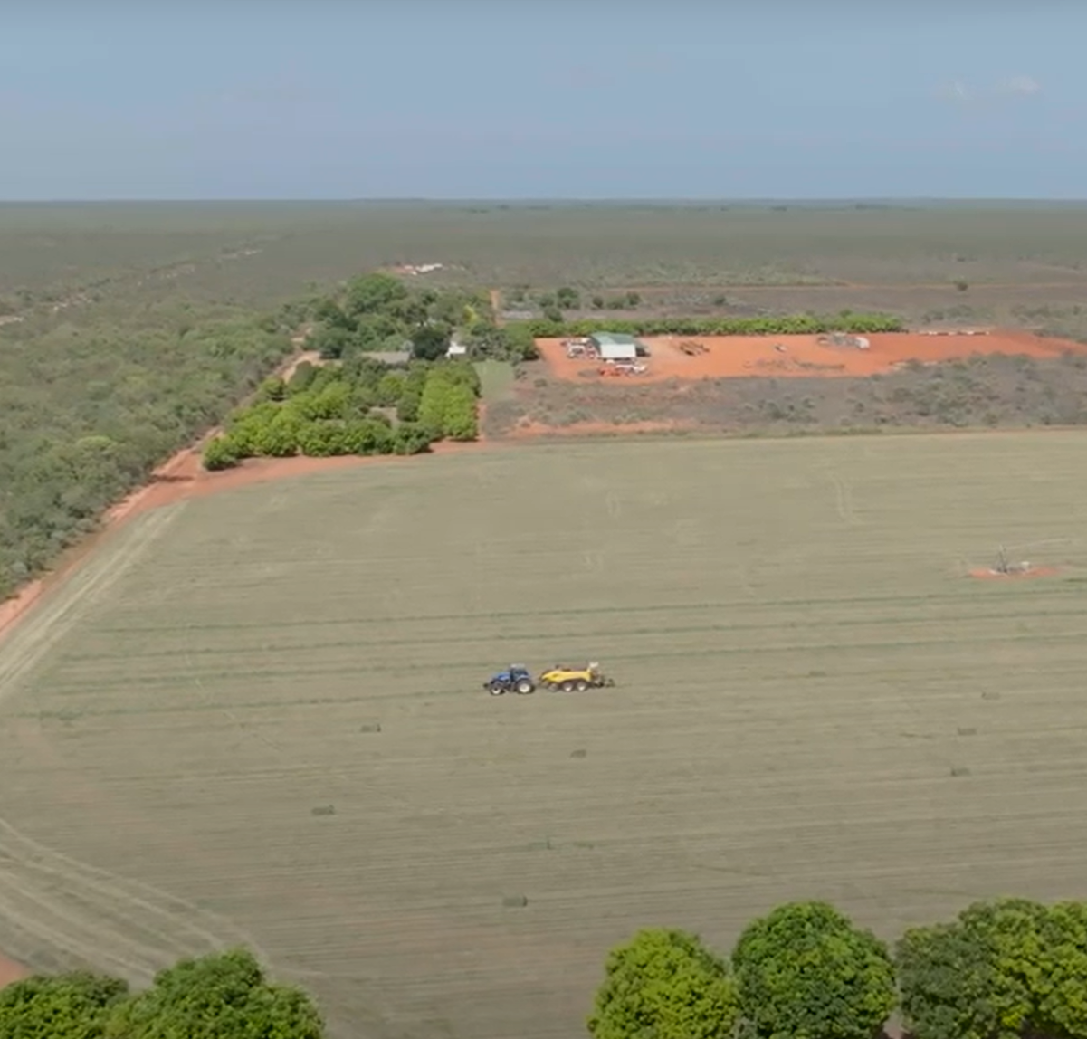 Aerial view of hay baling: turning leaf into beef