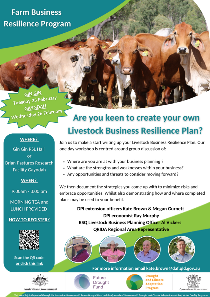 Livestock Business Resilience workshop flyer Gin Gin