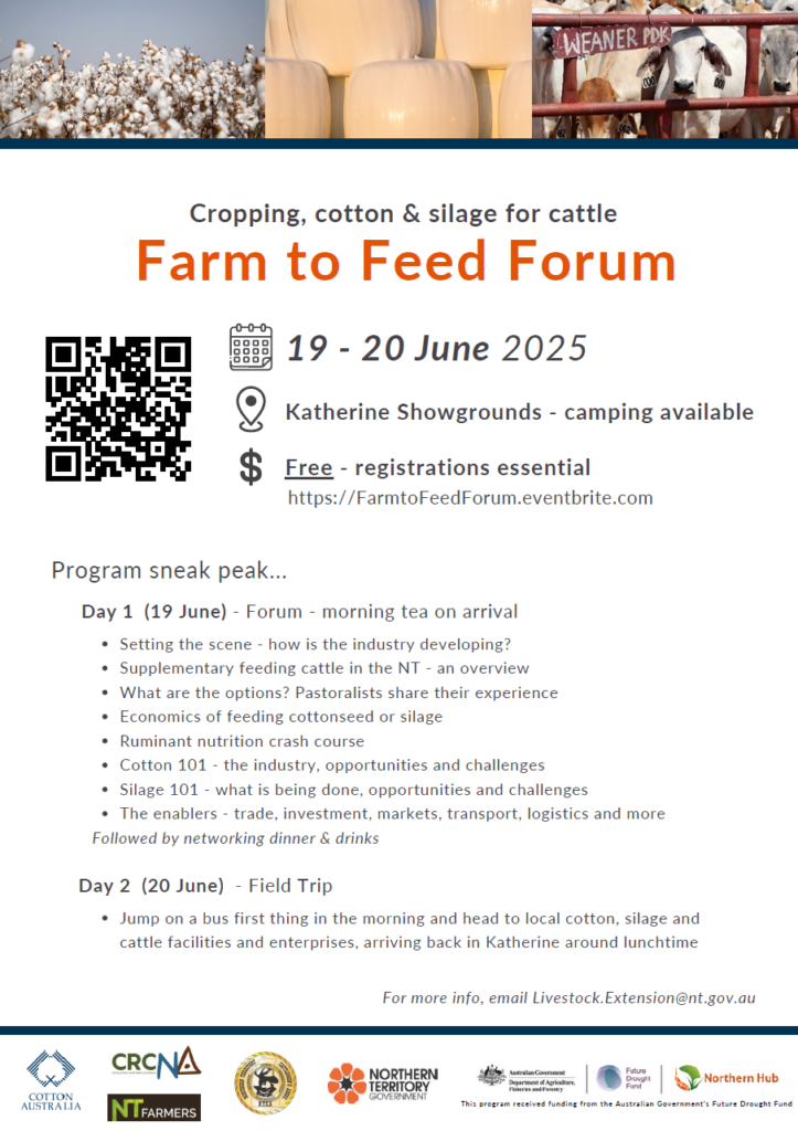 Farm to Feed 2025 information flyer with program highlights.