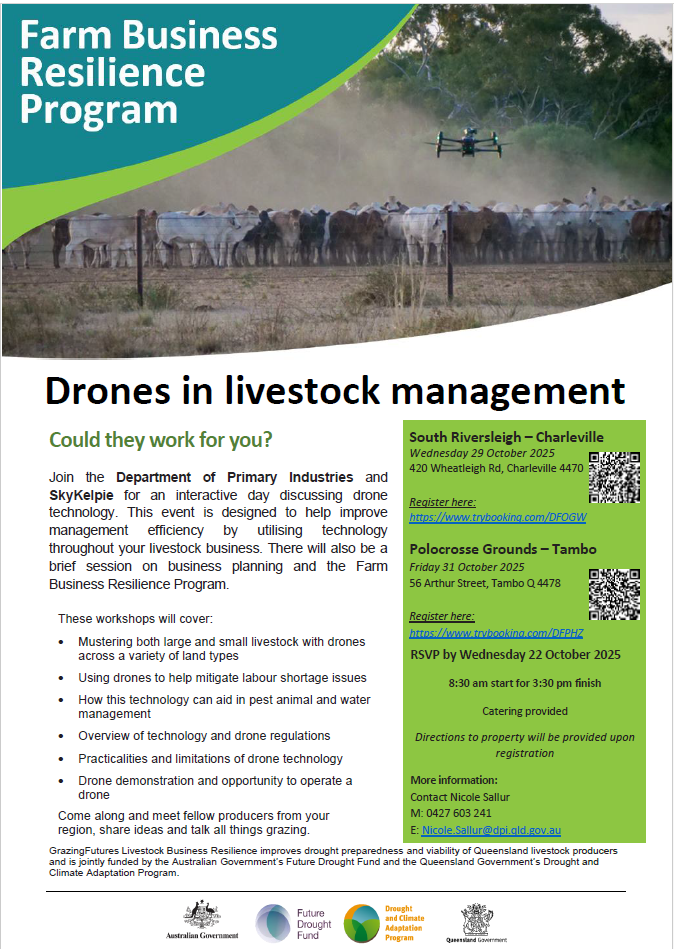 Drones in livestock management flyer Charleville and Tambo