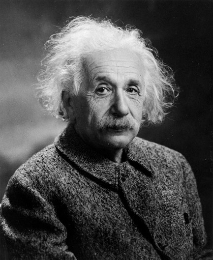 Portrait photo of Albert Einstein.