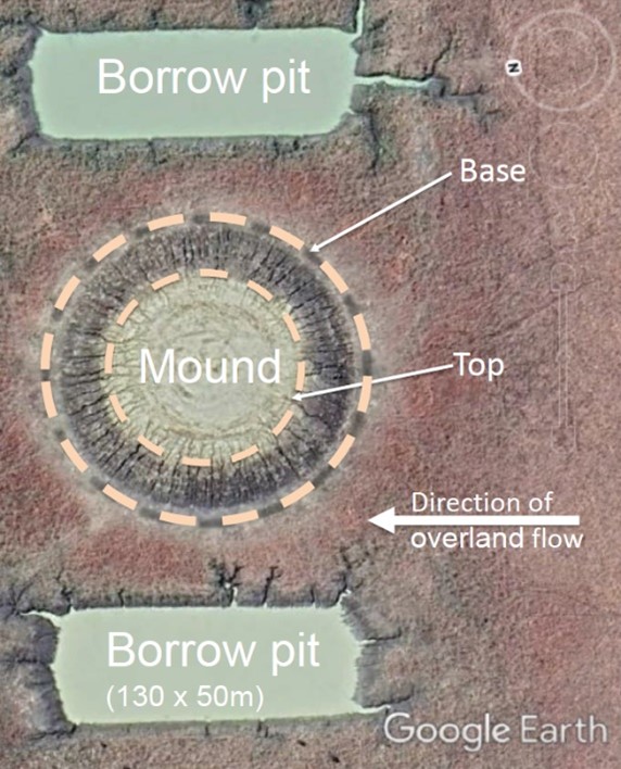 A map of the flood refuge mound design at Canobie Station.