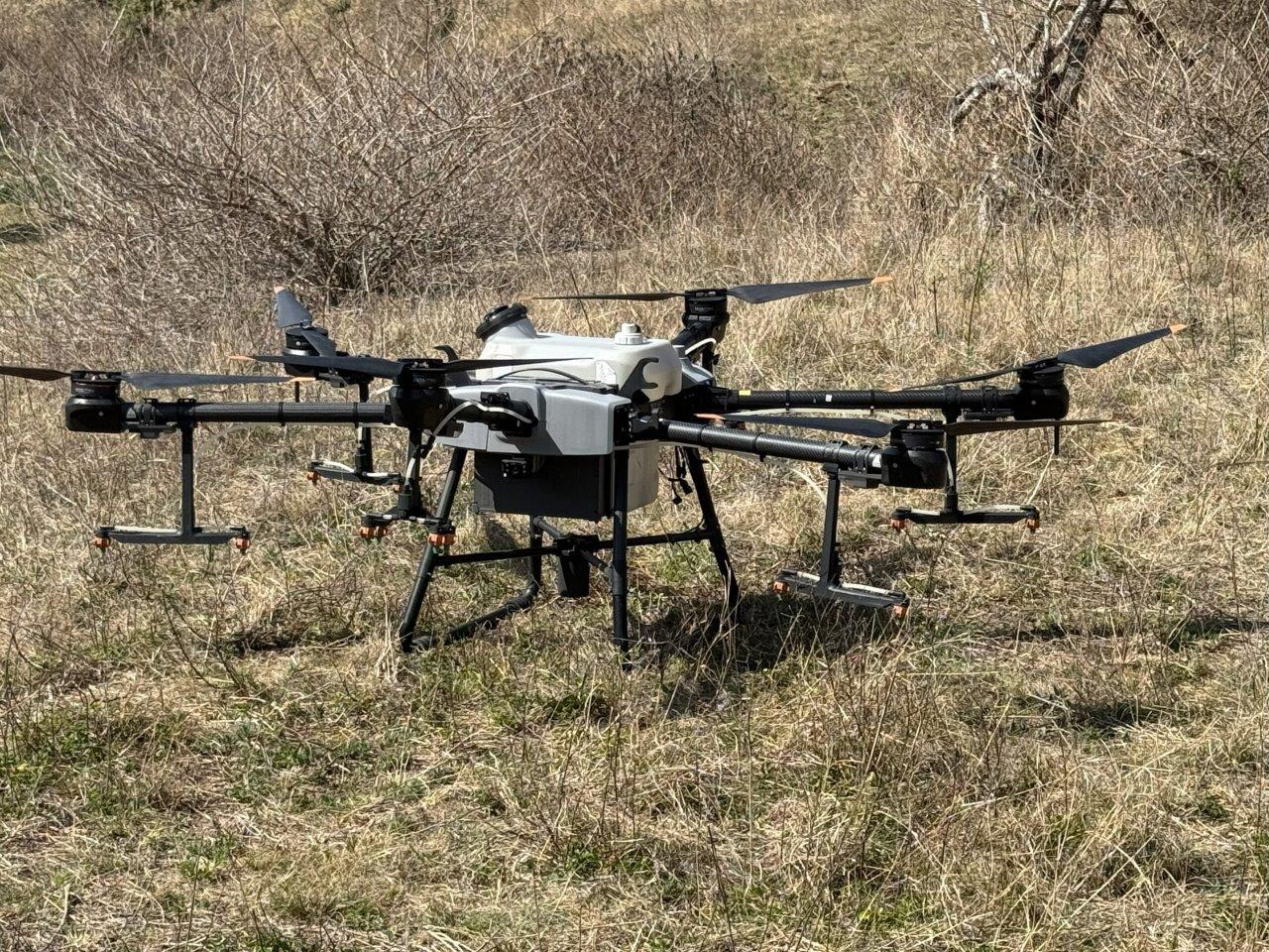 Large drone in a paddock 