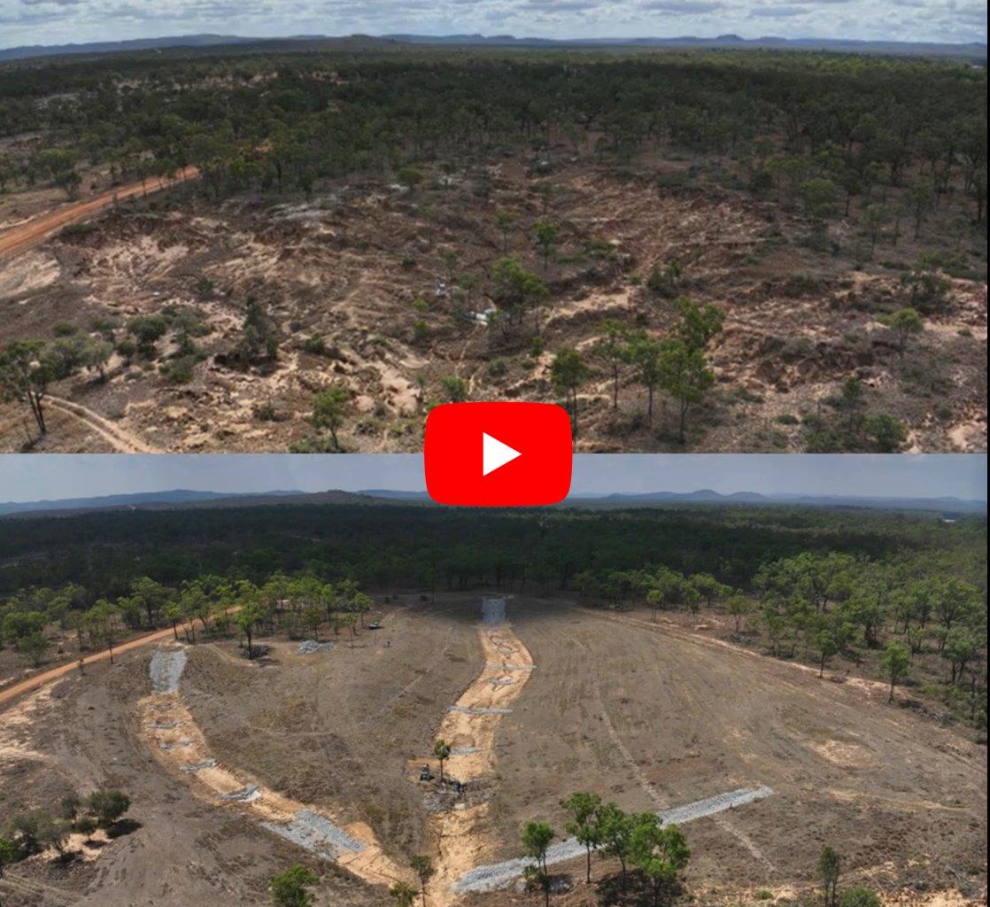 Before and after of a gully rehabilitation site in northern Queensland