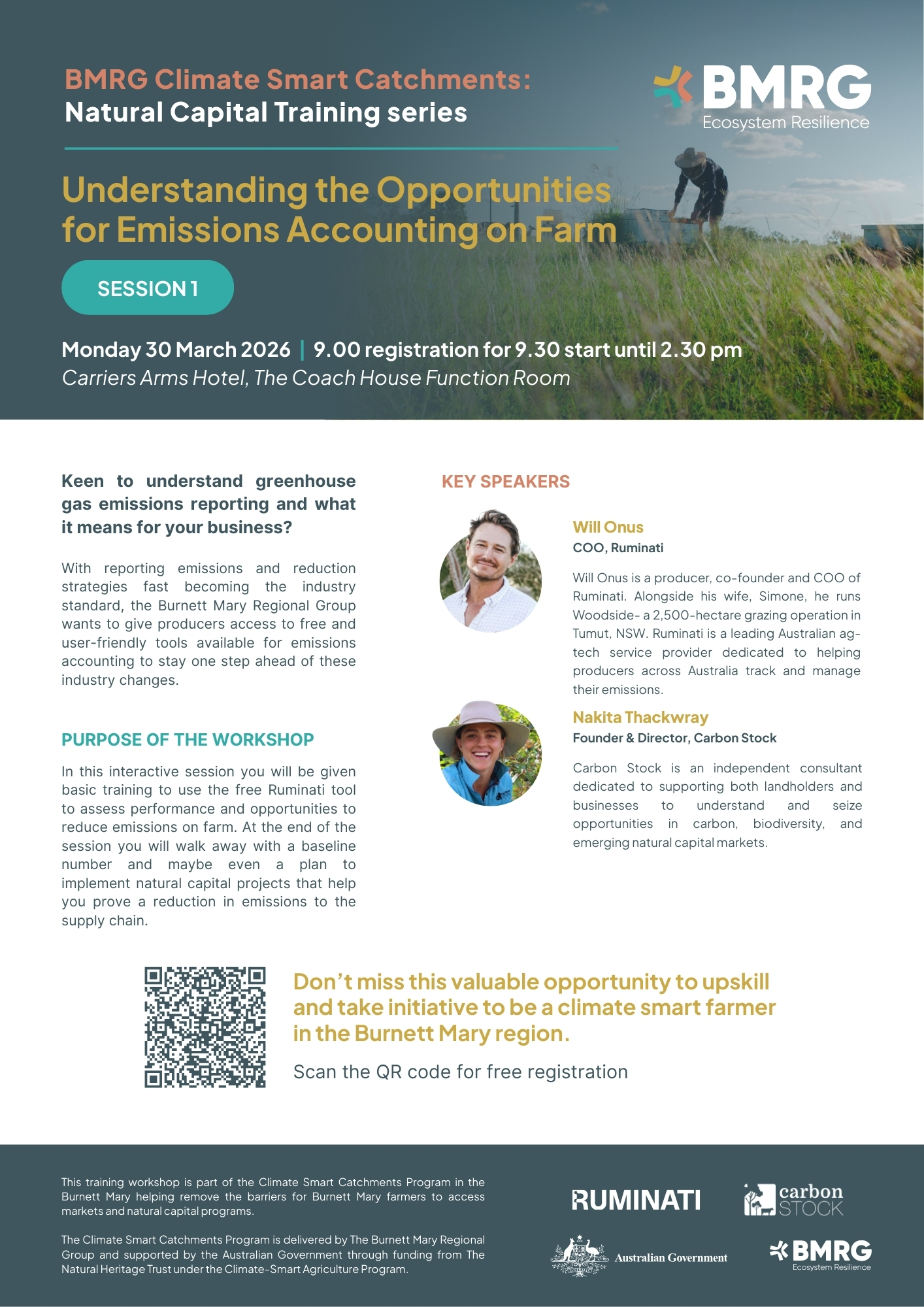 Flyer promoting BMRG natural capital training series workshop