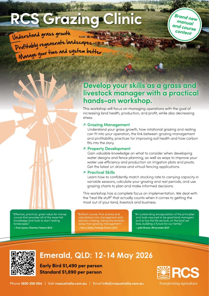 Flyer promoting RCS's Grazing Clinic in Emerald in May 2026