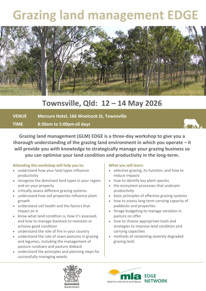 Flyer promoting DPI's GLM EDGE workshop at Townsville in May 2026 - page 1