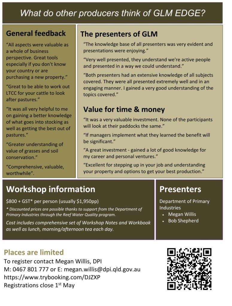 Flyer promoting DPI's GLM EDGE workshop at Townsville in May 2026 - page 2