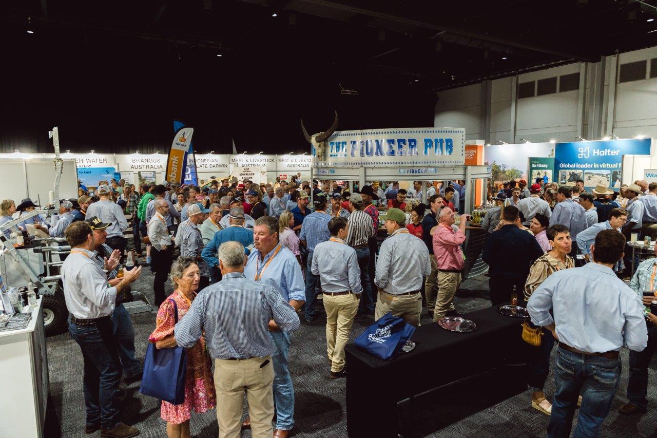 Large crowd gathered in the 2026 NTCA Conference trade hall for the Pioneer Water Tanks Welcome Drinks.
