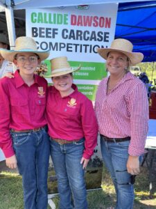 Ivy, Khloe and Selena from Rocky Girls Grammar at the Callide Dawson Carcase Competition