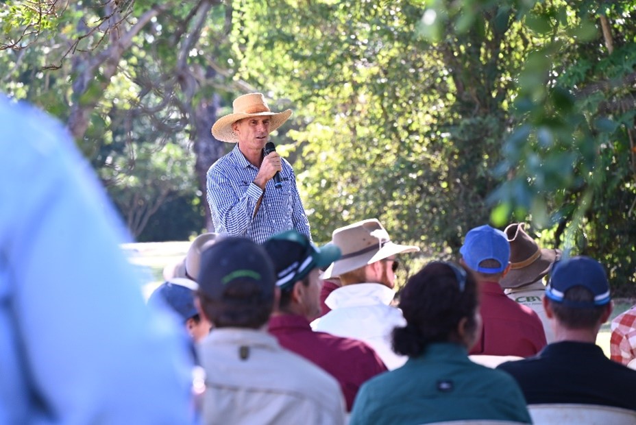 Tim Schatz, DAF, talks into a microphone at the DDRF field day