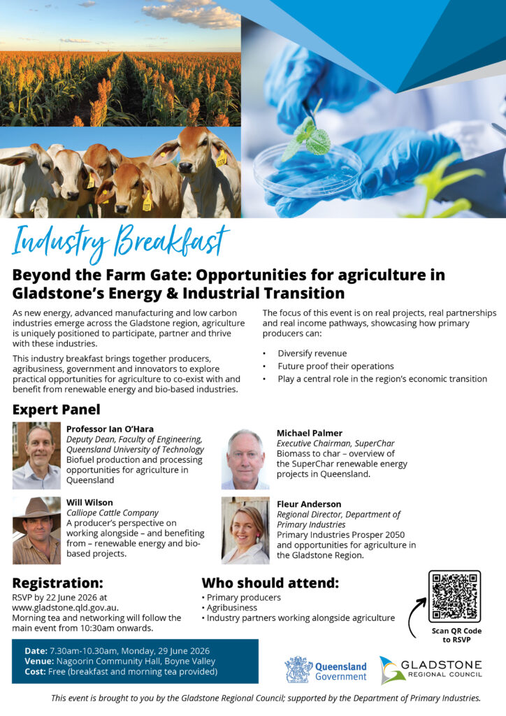 Gladstone industry breakfast flyer 2026