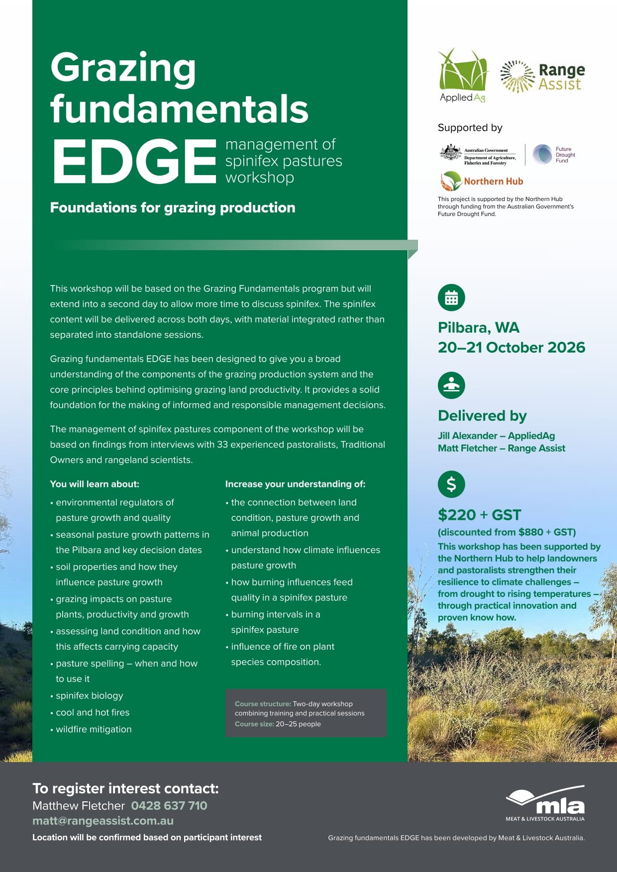 Grazing fundamentals EDGE workshop flyer Pilbara, WA 2026