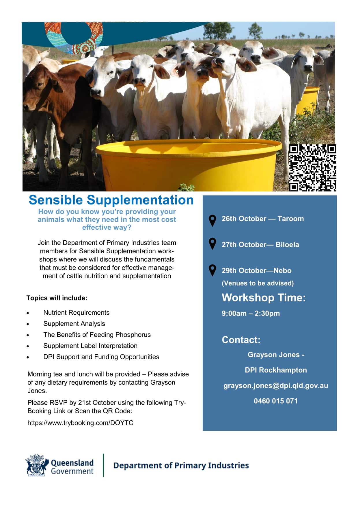 Central QLD Sensible Supplementation workshops flyer - October 2026