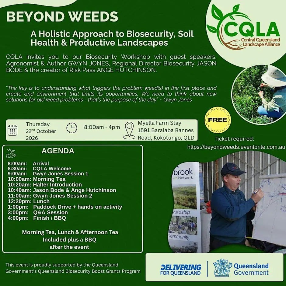 Beyond weeds workshop flyer and agenda. October 2026