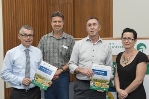 Richard George and John Ruprecht (both centre) from the Department of Agriculture and Food, with Tim Morris (far left) and Virginia Wilkinson, from Coriolis, who wrote the Growing the North discussion document.